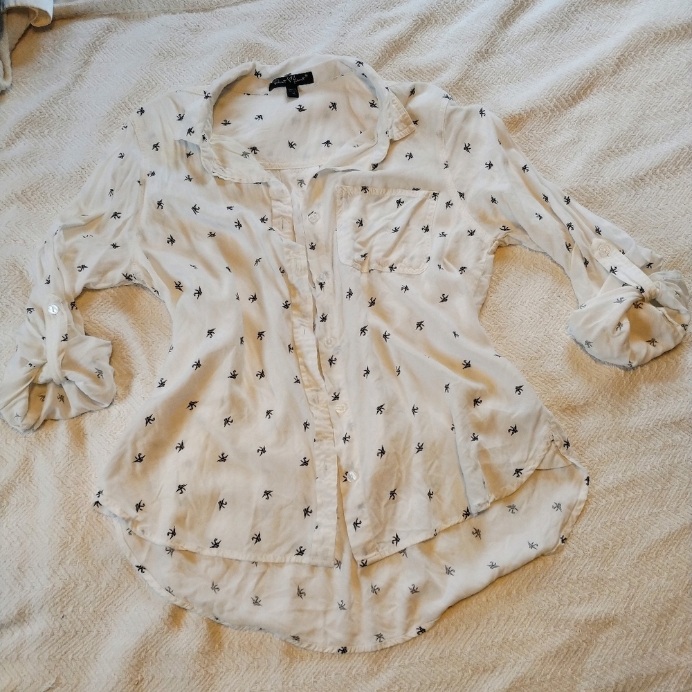 Origami crane button up top